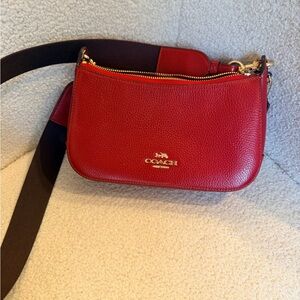 Coach Red Crossbody Bag with Gold Accents